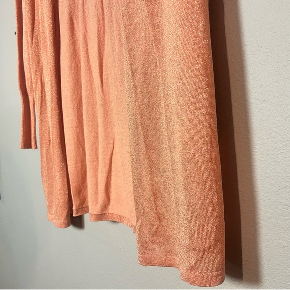 Chico’s Open Front Cardigan Sweater Light Pink Metallic Silver Shimmer Size 3 XL - Picture 3 of 10